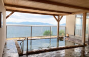 玉造国際ホテルの露天風呂。宍道湖が一望できます